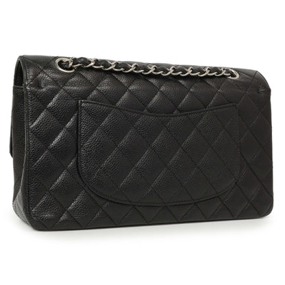 Exclusive Chanel Black Quilted Caviar Medium Classic Double Flap — Side View