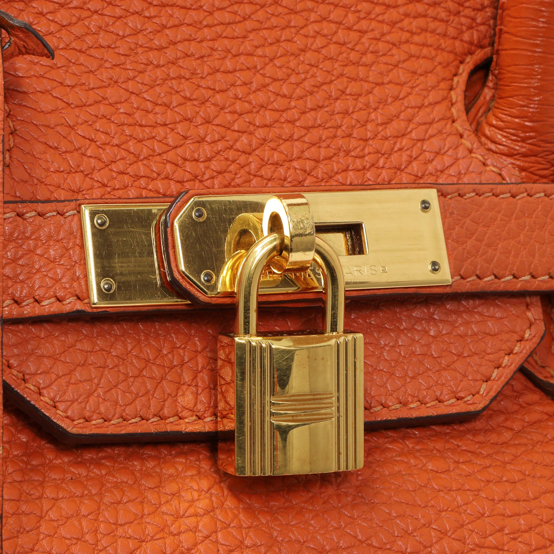 Exclusive Hermes Orange Clemence Birkin 35 — Alternate View 11