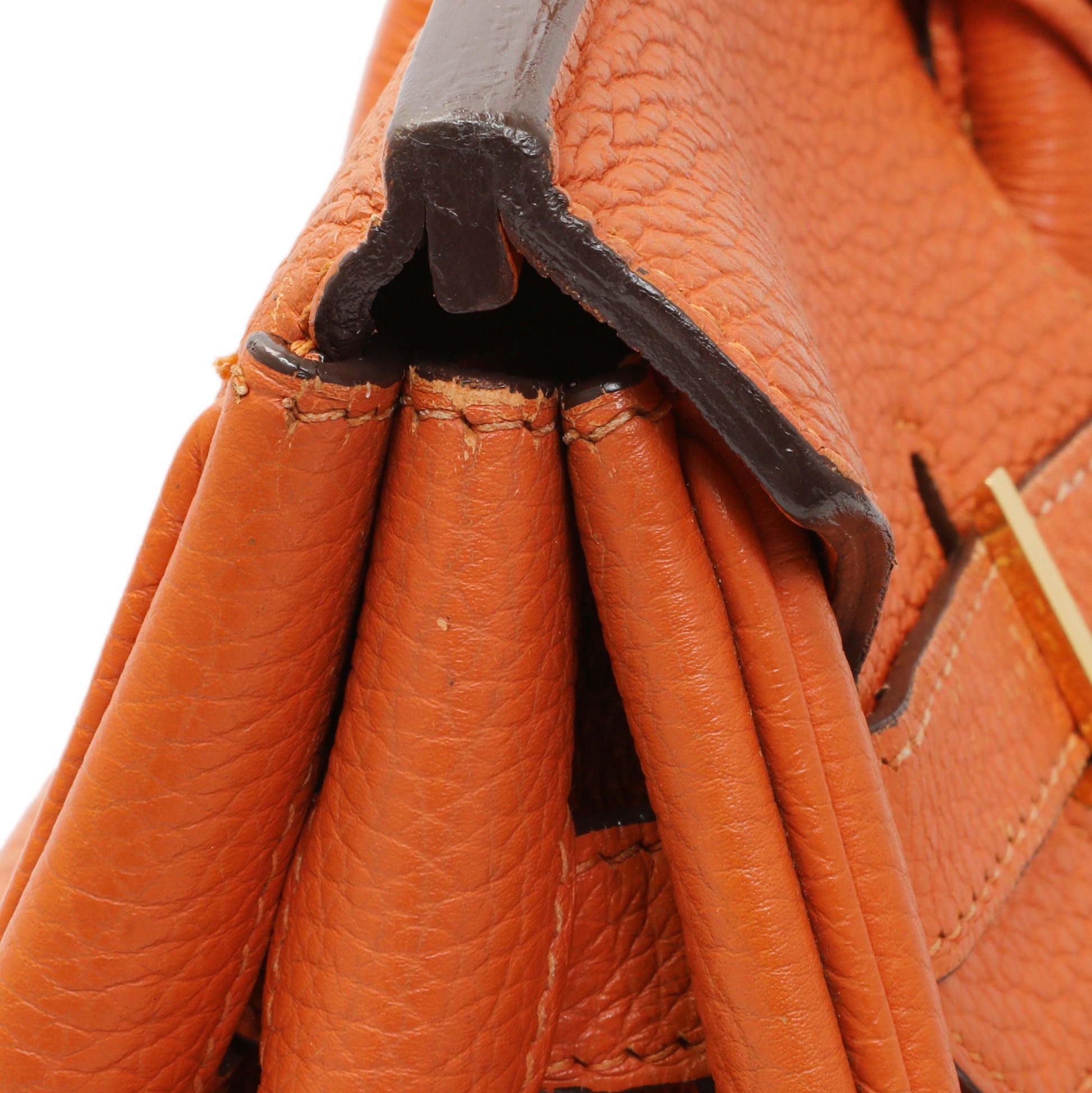 Exclusive Hermes Orange Clemence Birkin 35 — Alternate View 13