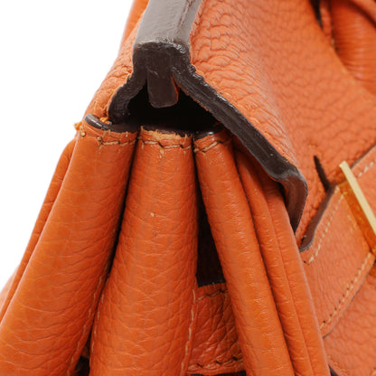 Exclusive Hermes Orange Clemence Birkin 35 — Alternate View 13