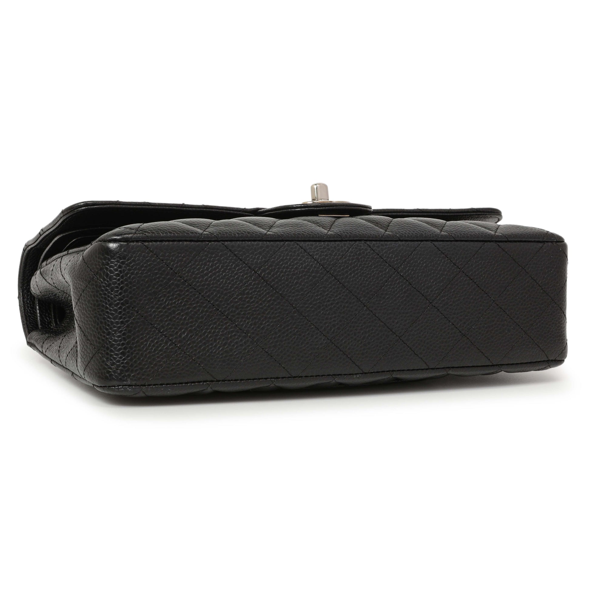 Exclusive Chanel Black Quilted Caviar Medium Classic Double Flap — Back View