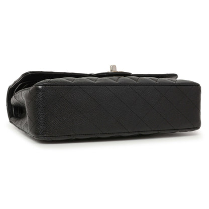 Exclusive Chanel Black Quilted Caviar Medium Classic Double Flap — Back View