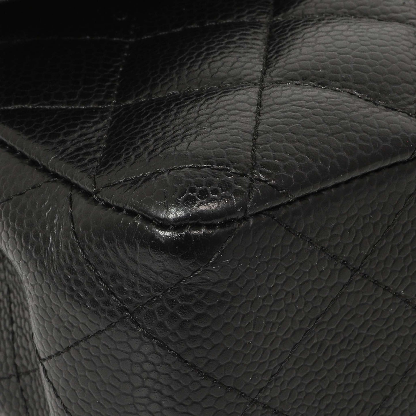 Exclusive Chanel Black Quilted Caviar Medium Classic Double Flap — Top View