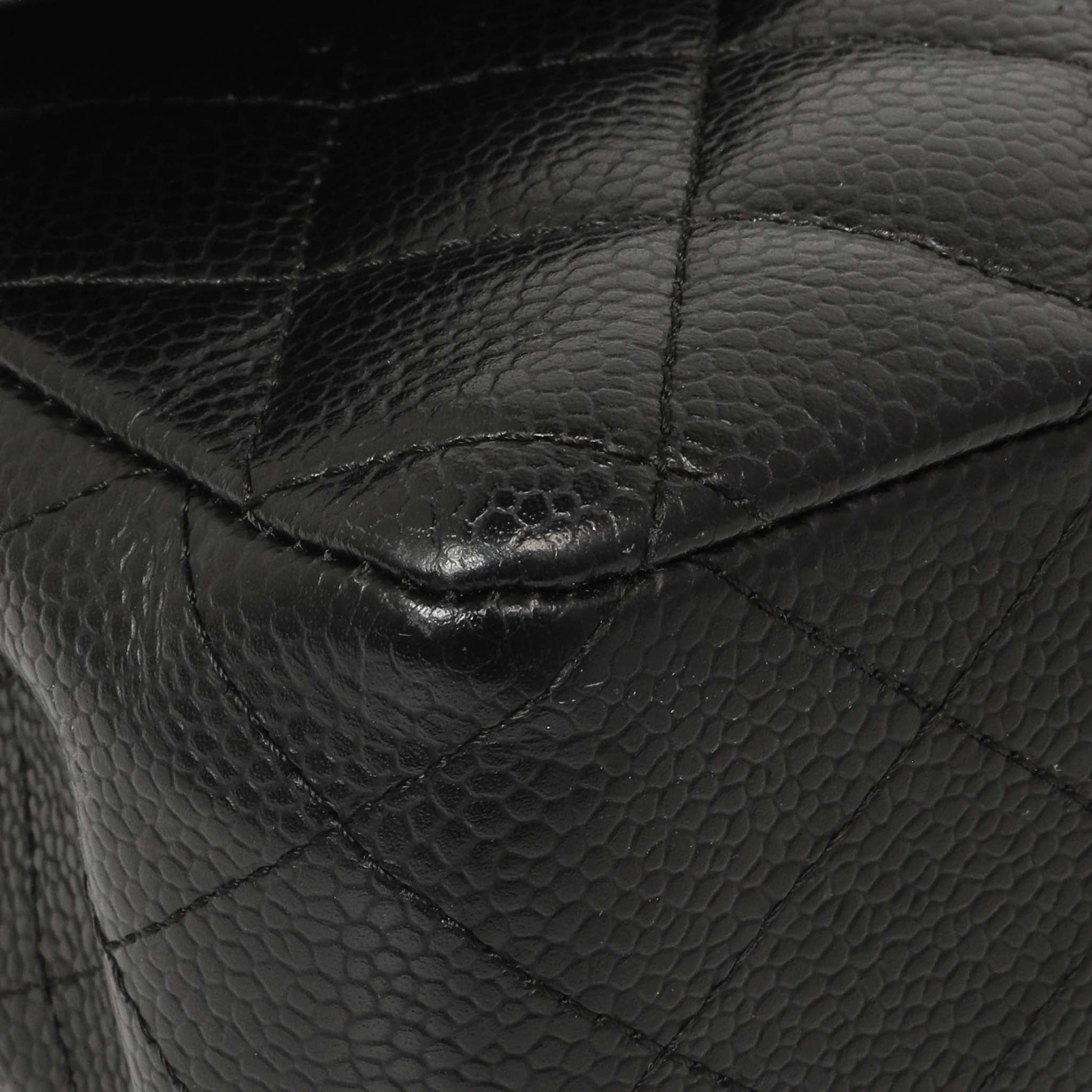 Exclusive Chanel Black Quilted Caviar Medium Classic Double Flap — Top View