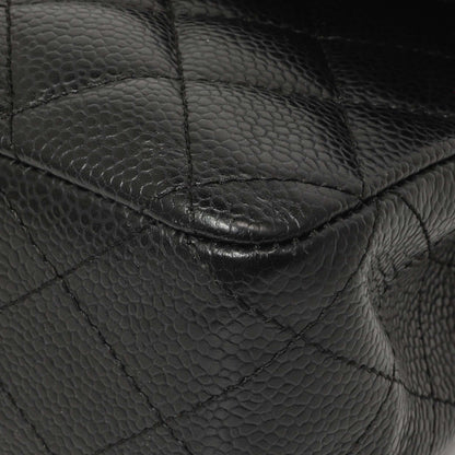 Exclusive Chanel Black Quilted Caviar Medium Classic Double Flap — Detail View