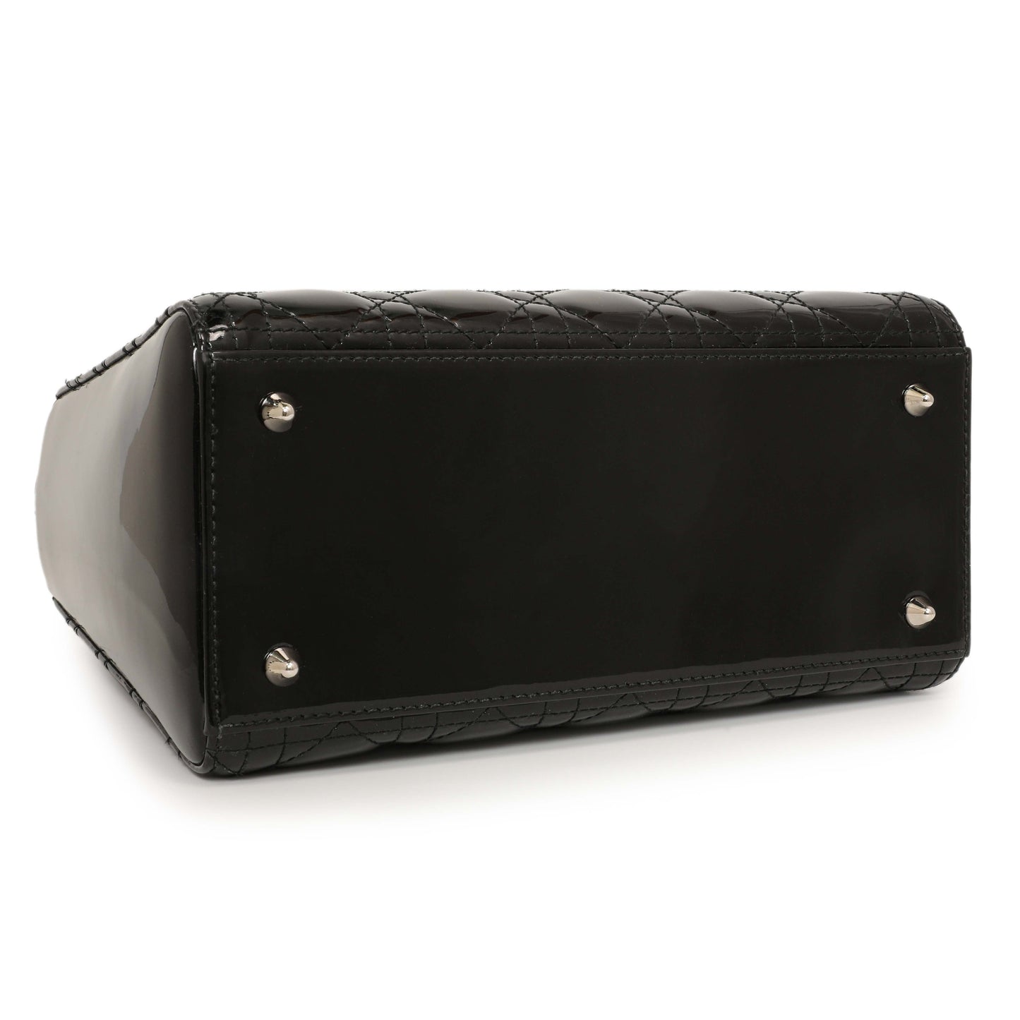Exclusive Christian Dior Black Patent Cannage Medium Lady Dior — Back View