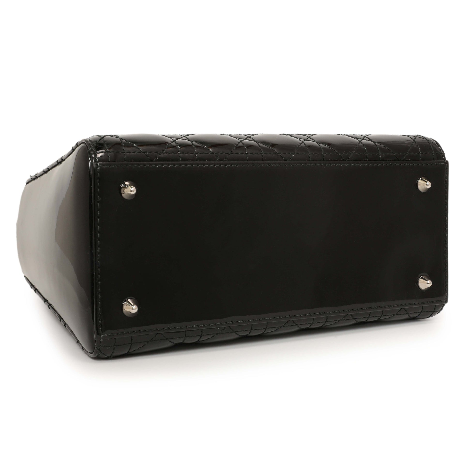 Exclusive Christian Dior Black Patent Cannage Medium Lady Dior — Back View