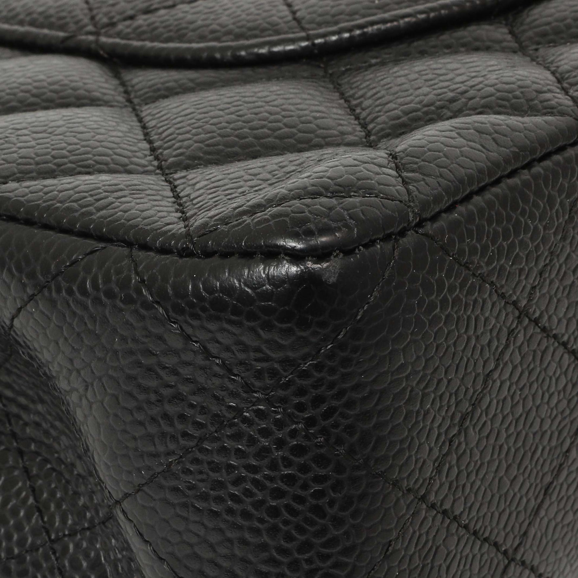 Exclusive Chanel Black Quilted Caviar Medium Classic Double Flap — Alternate View 7