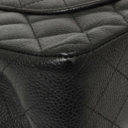 Exclusive Chanel Black Quilted Caviar Medium Classic Double Flap — Alternate View 7