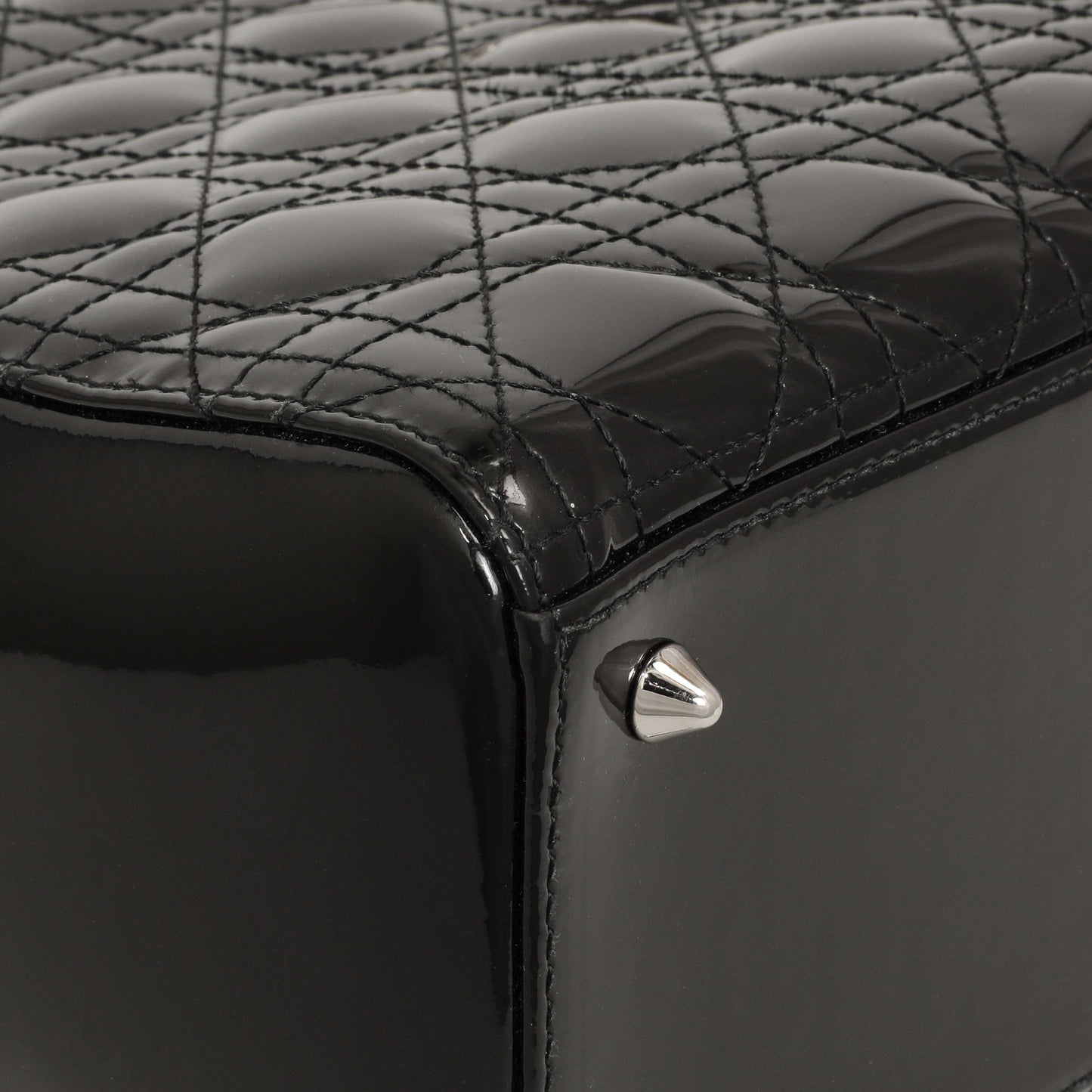 Exclusive Christian Dior Black Patent Cannage Medium Lady Dior — Top View
