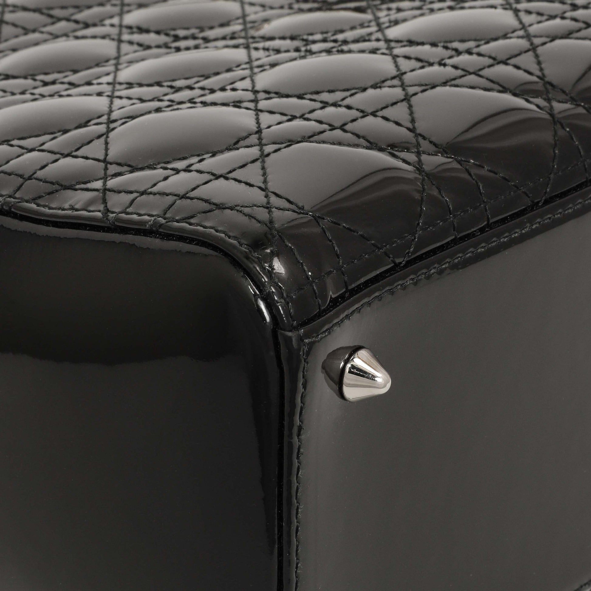 Exclusive Christian Dior Black Patent Cannage Medium Lady Dior — Top View
