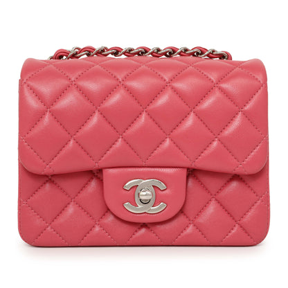 Exclusive Chanel Pink Quilted Lambskin Mini Square Flap — Side View