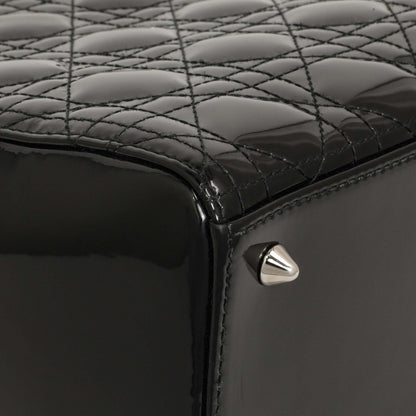 Exclusive Christian Dior Black Patent Cannage Medium Lady Dior — Lifestyle View
