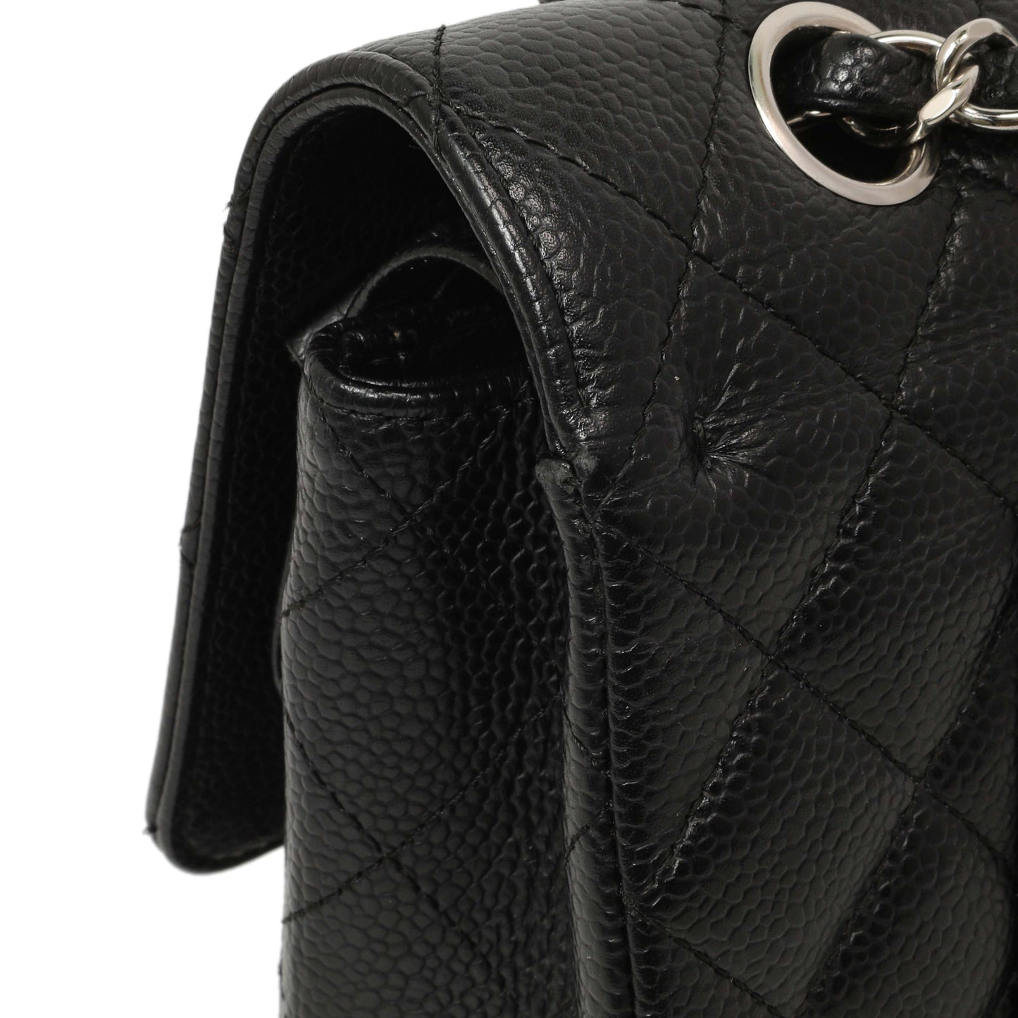 Exclusive Chanel Black Quilted Caviar Medium Classic Double Flap — Alternate View 11
