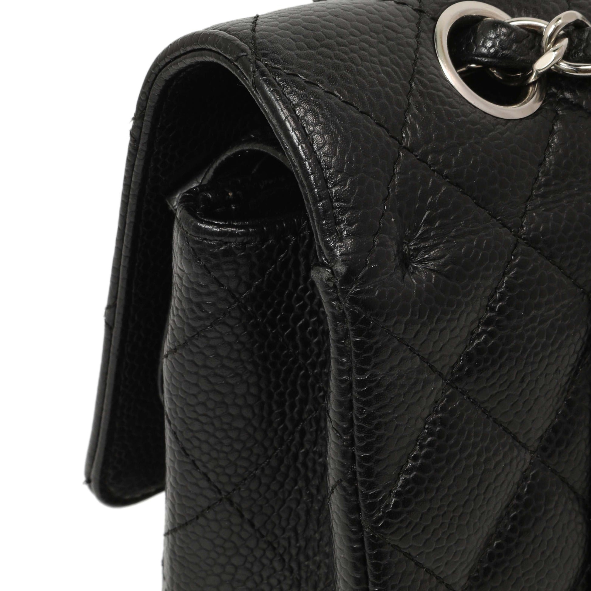 Exclusive Chanel Black Quilted Caviar Medium Classic Double Flap — Alternate View 11