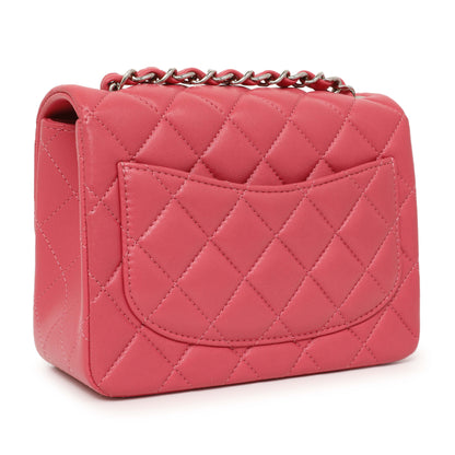 Exclusive Chanel Pink Quilted Lambskin Mini Square Flap — Back View