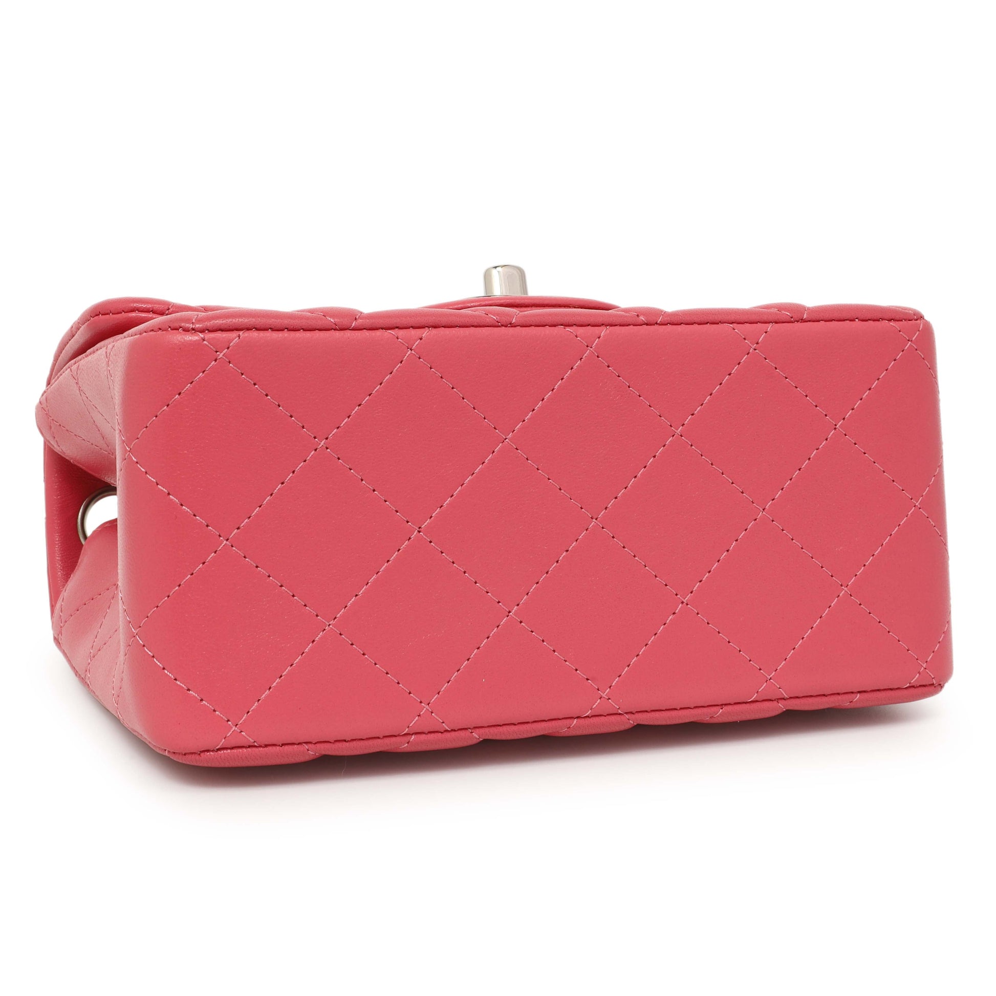 Exclusive Chanel Pink Quilted Lambskin Mini Square Flap — Top View