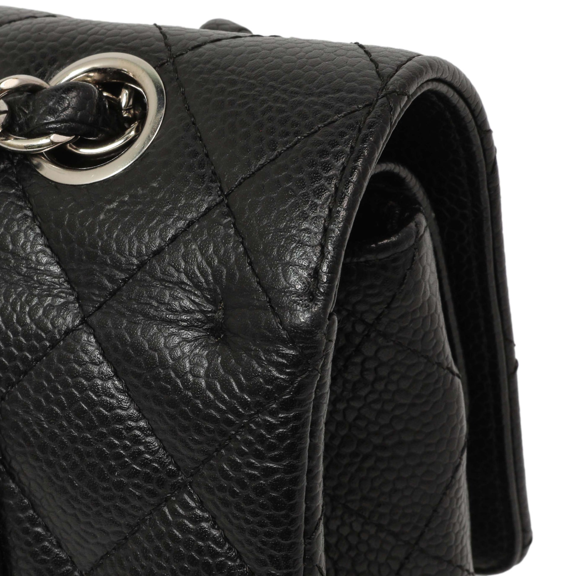 Exclusive Chanel Black Quilted Caviar Medium Classic Double Flap — Alternate View 12