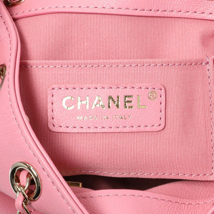 Exclusive Chanel Pink Calfskin Small Duma Backpack — Detail View