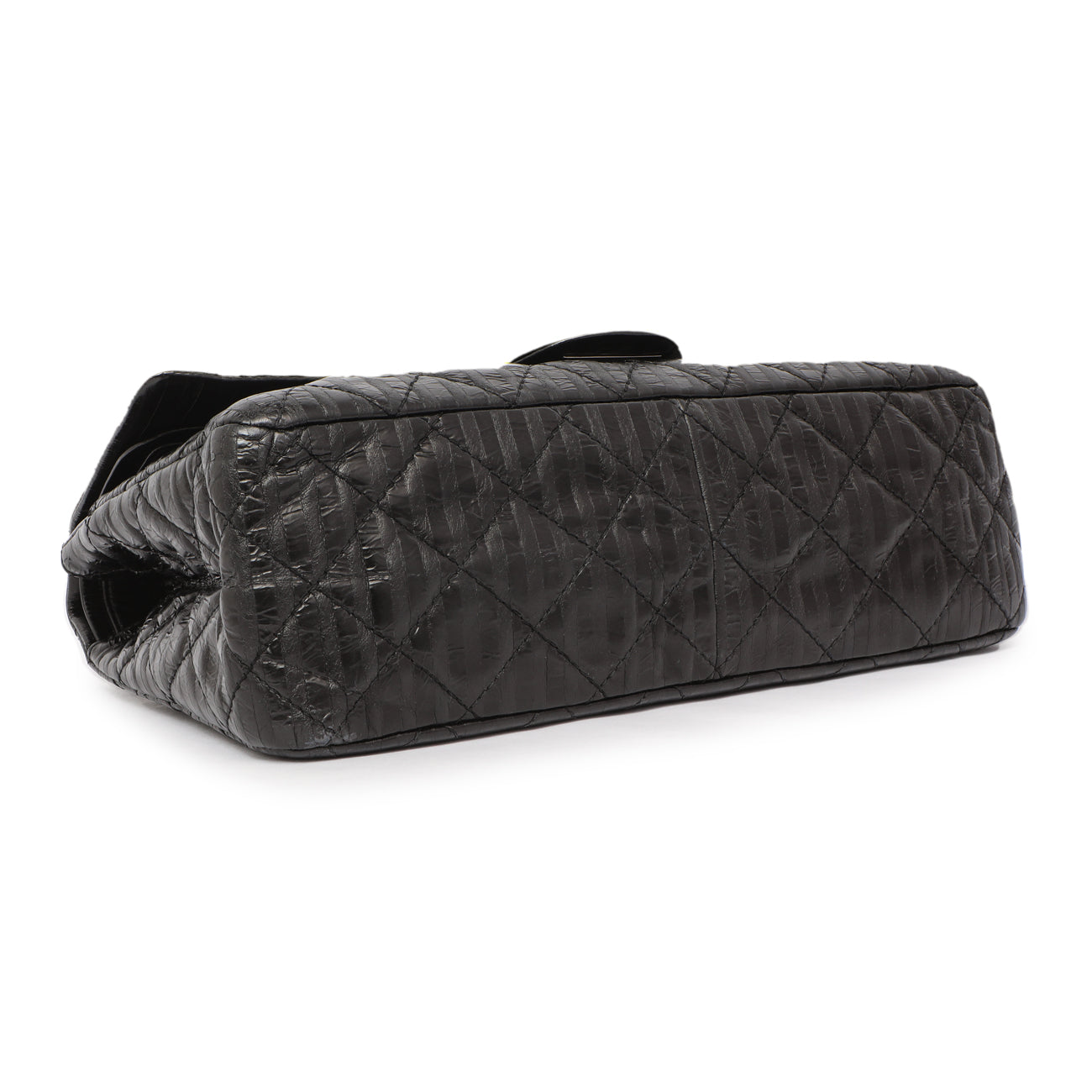 Exclusive Chanel Black Metallic Striped 2.55 Reissue Double Flap 227 — Top View