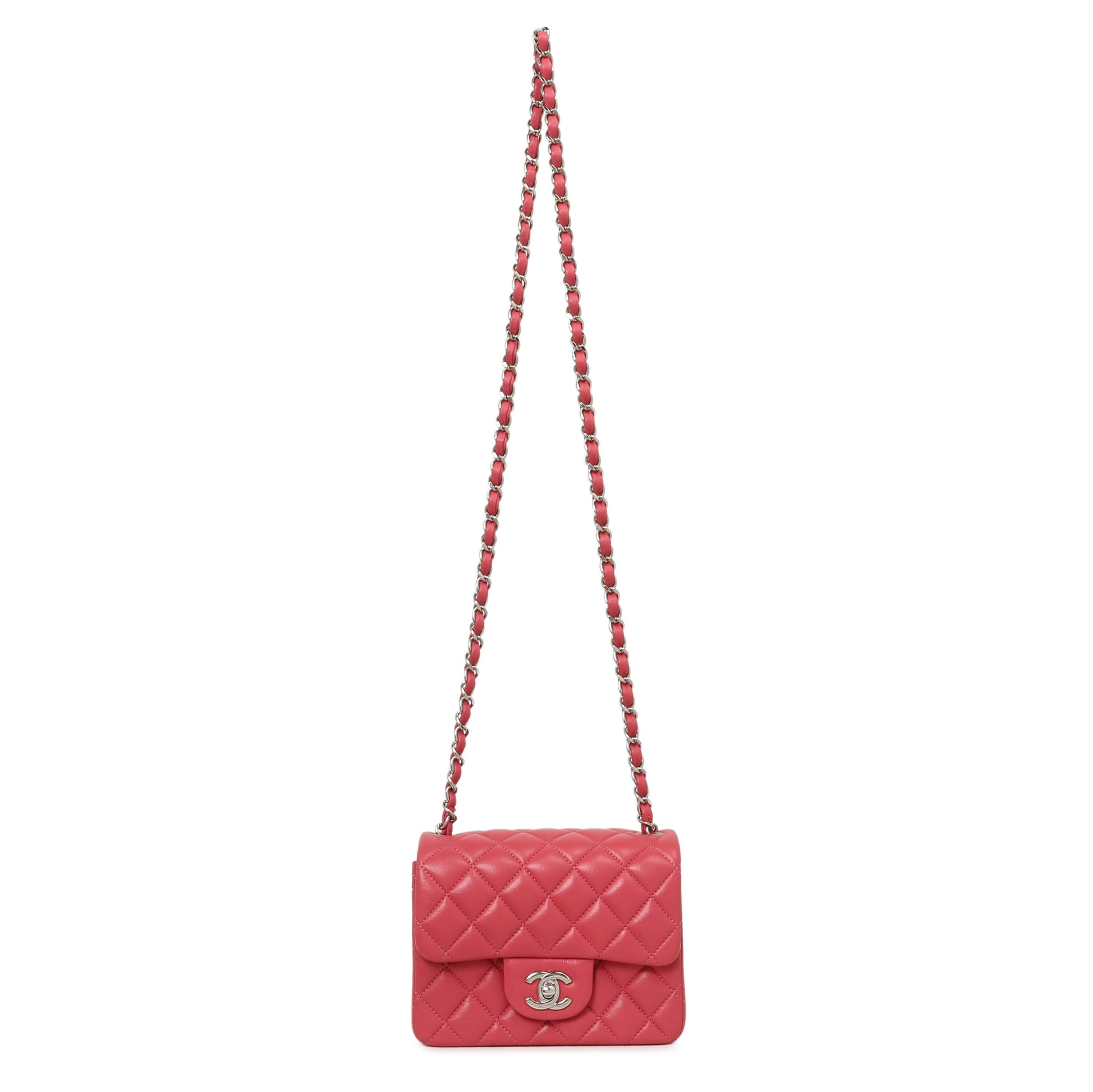 Exclusive Chanel Pink Quilted Lambskin Mini Square Flap — Front View