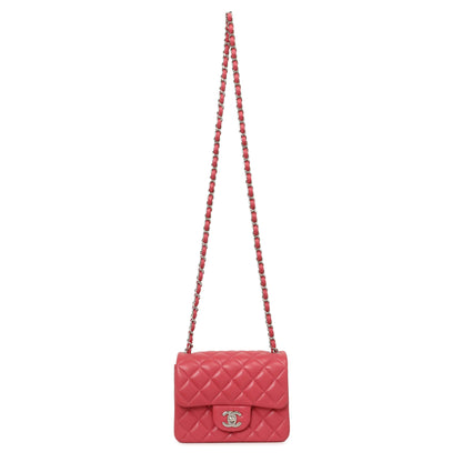 Exclusive Chanel Pink Quilted Lambskin Mini Square Flap — Front View