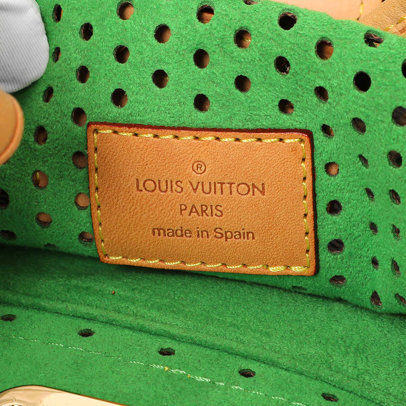 Exclusive Louis Vuitton Vert Monogram Perforated Musette — Detail View