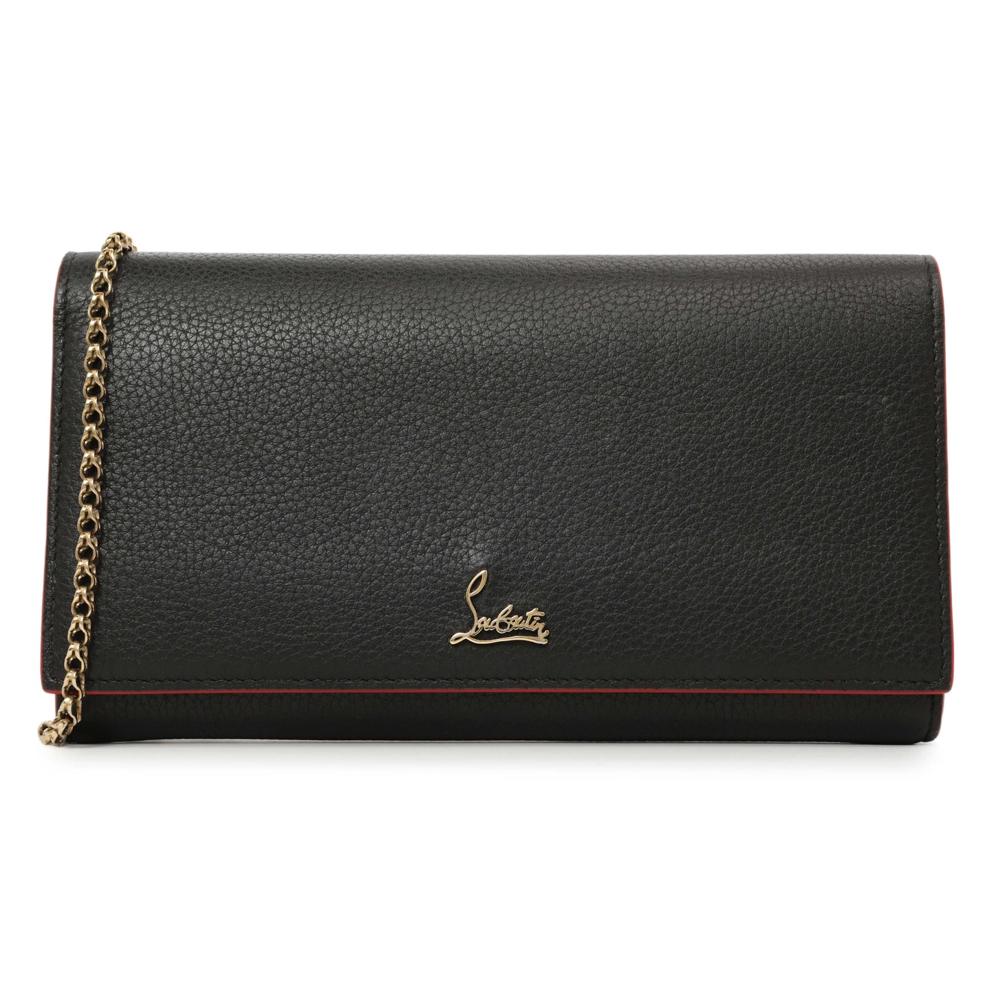 Exclusive Christian Louboutin Black Calfskin Boudoir Chain Wallet — Front View