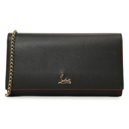 Exclusive Christian Louboutin Black Calfskin Boudoir Chain Wallet — Front View