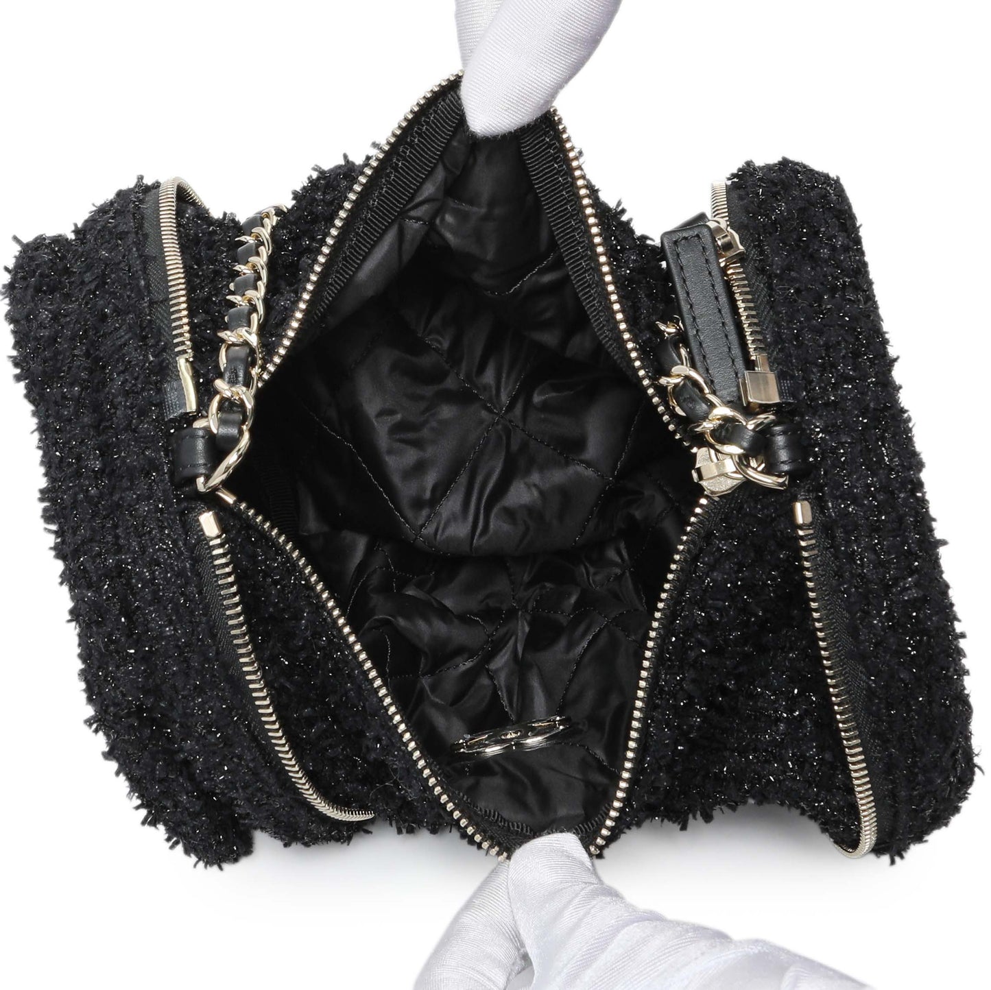Exclusive Chanel Black Tweed Coco Beach Expandable Barrel Bag — Alternate View 7