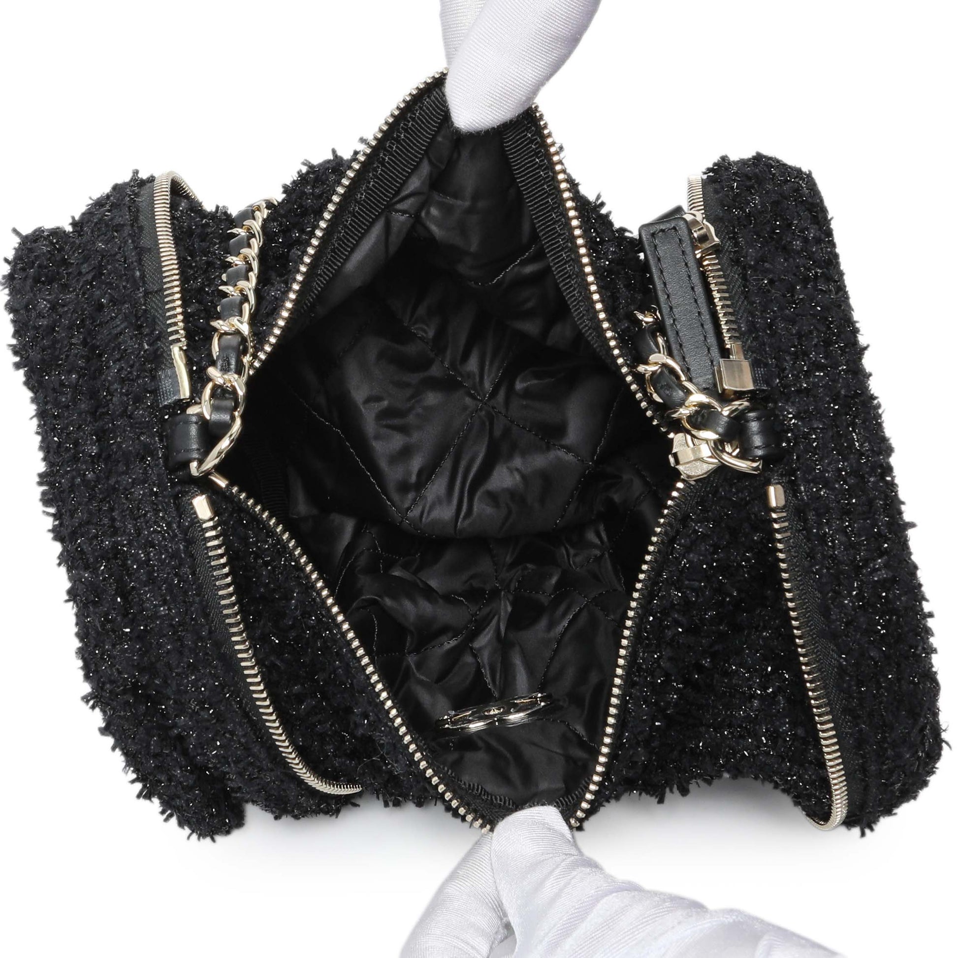 Exclusive Chanel Black Tweed Coco Beach Expandable Barrel Bag — Alternate View 7