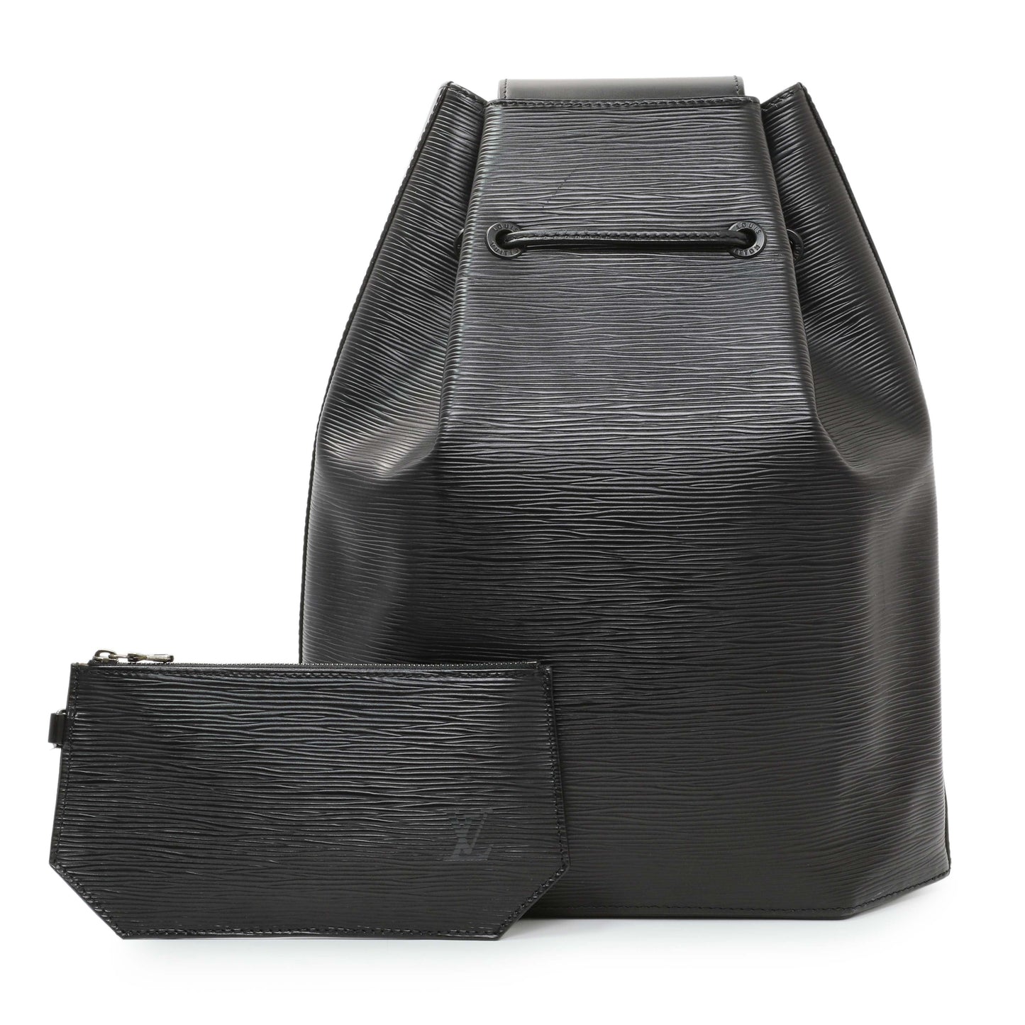 Exclusive Louis Vuitton Black Epi Sac a Dos Drawstring Bag — Front View