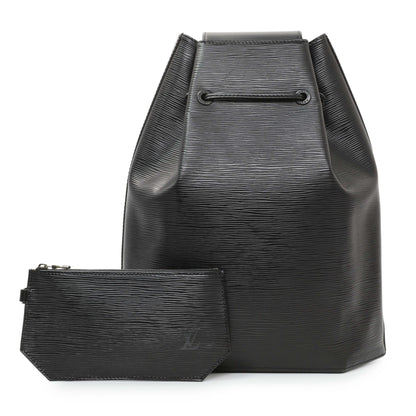 Exclusive Louis Vuitton Black Epi Sac a Dos Drawstring Bag — Front View
