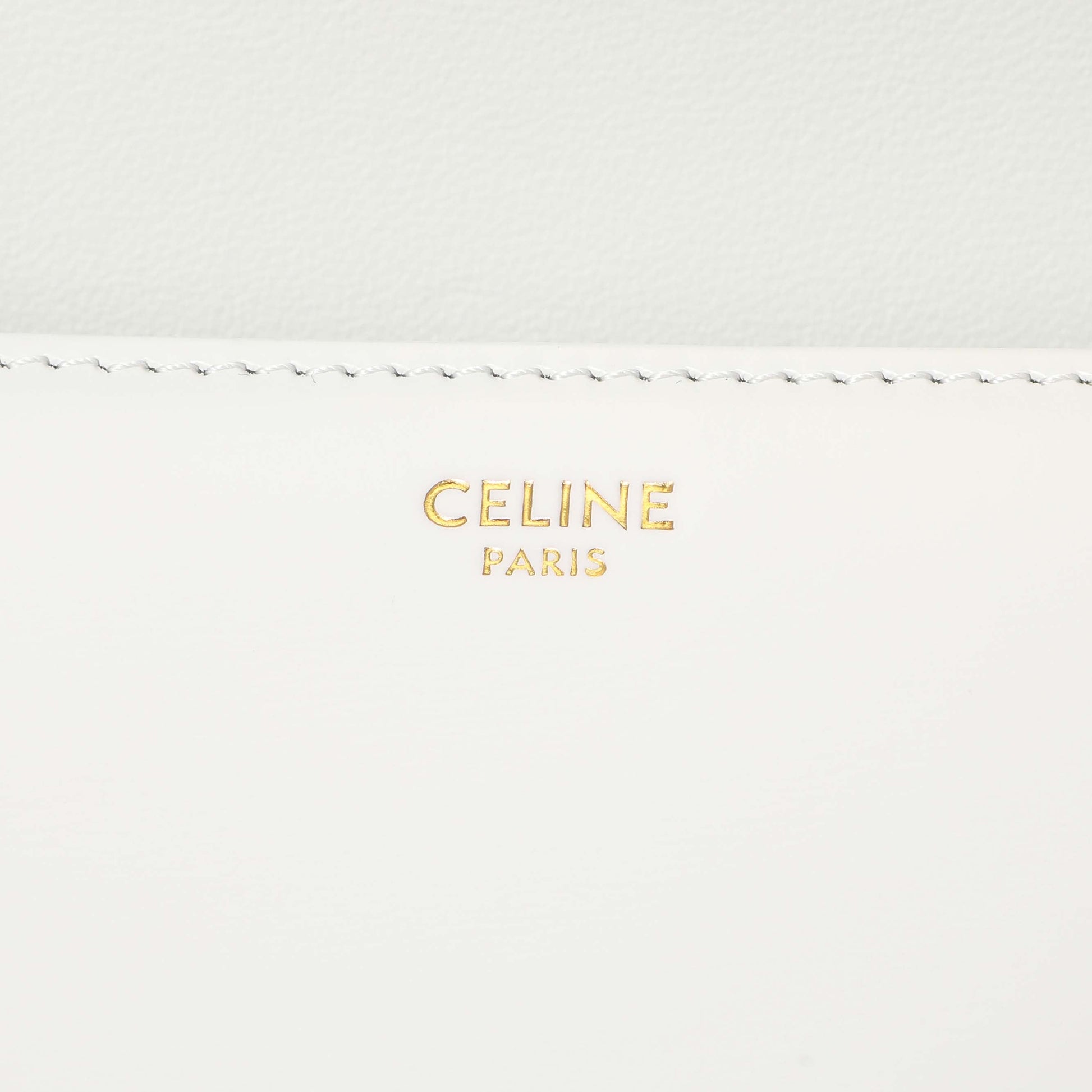Exclusive Celine Chalk Shiny Calfskin Teen Triomphe — Detail View