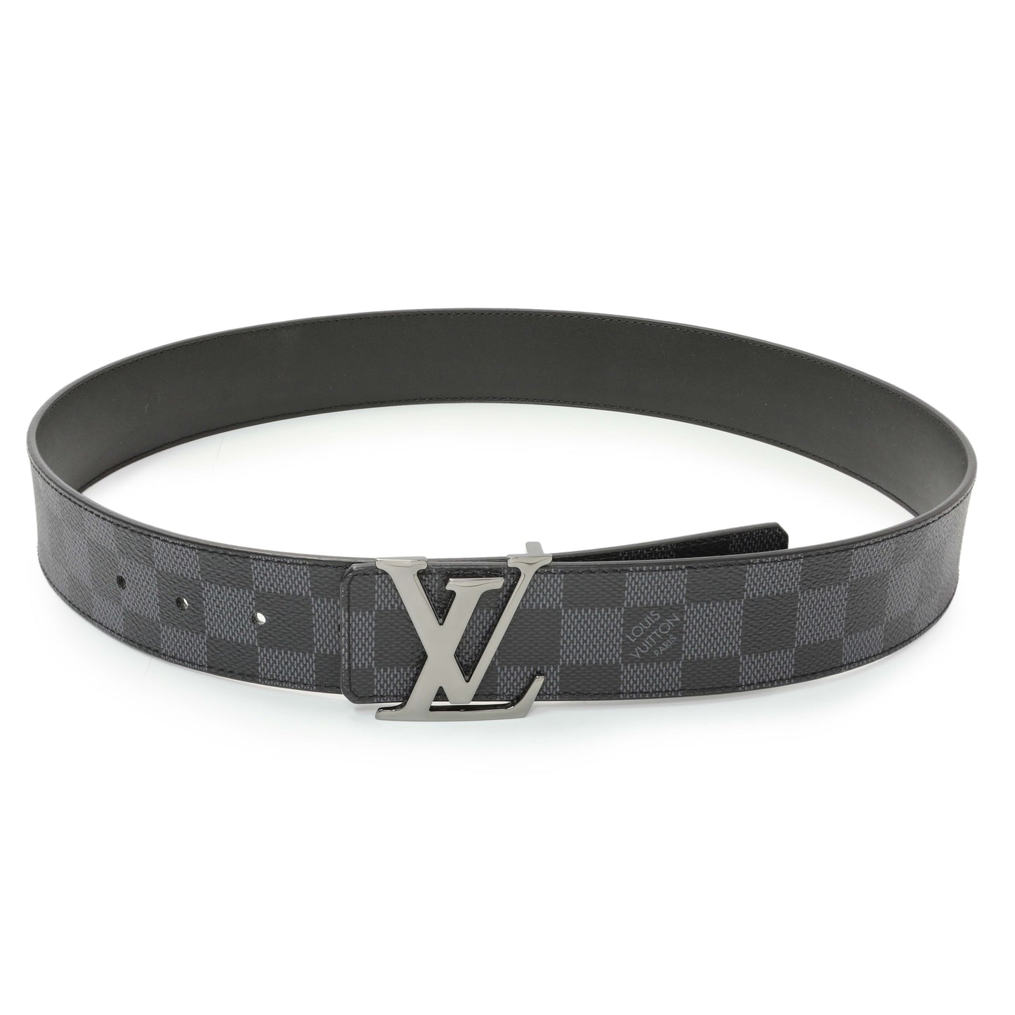 Exclusive Louis Vuitton Damier Graphite LV Initiales 40mm Reversible Belt — Front View
