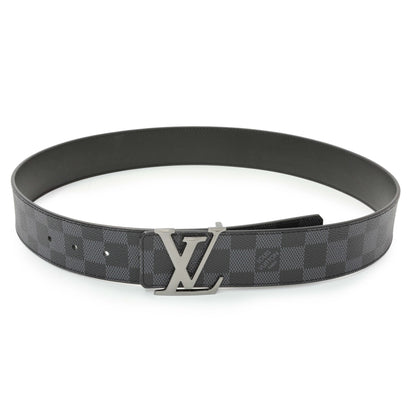 Exclusive Louis Vuitton Damier Graphite LV Initiales 40mm Reversible Belt — Front View