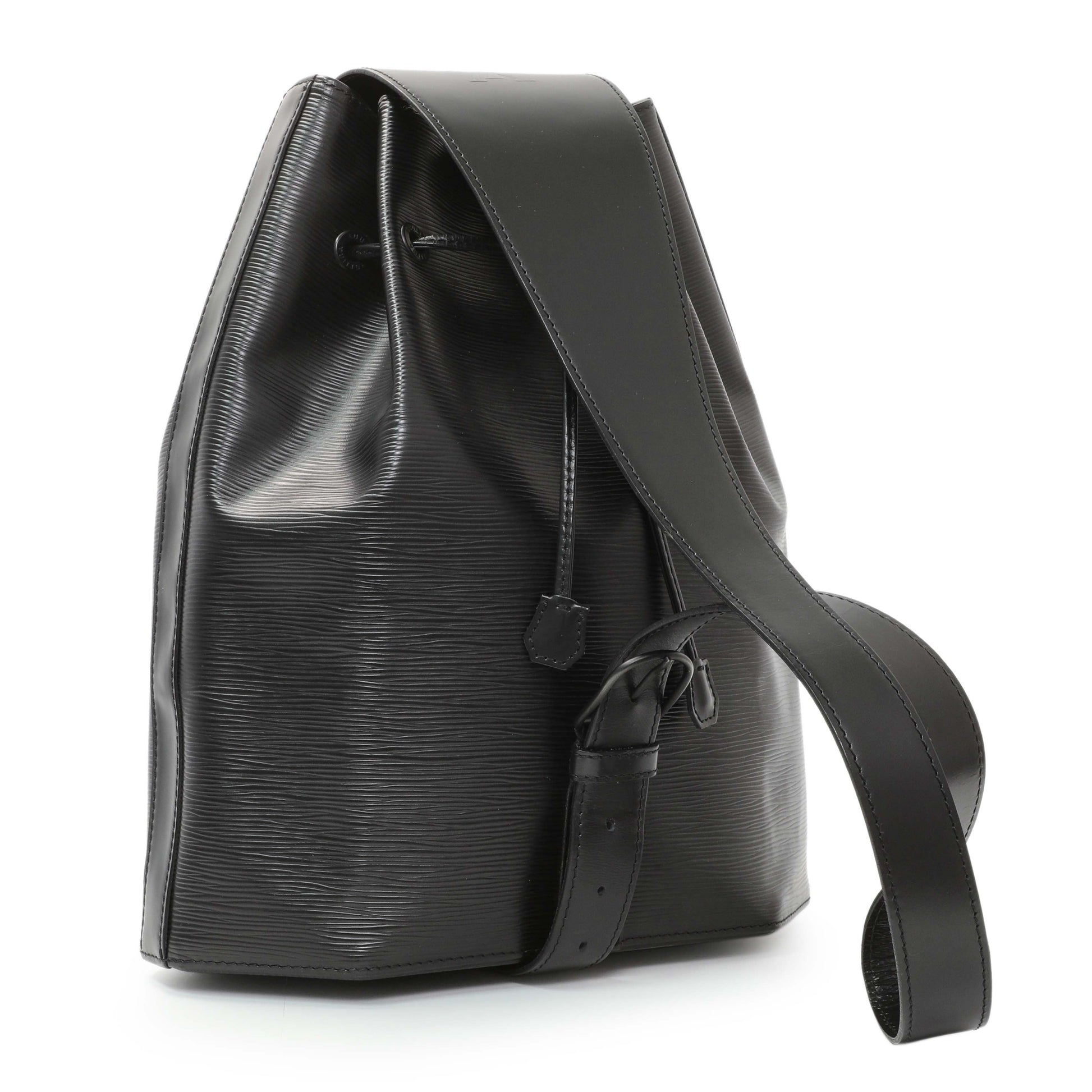 Exclusive Louis Vuitton Black Epi Sac a Dos Drawstring Bag — Side View