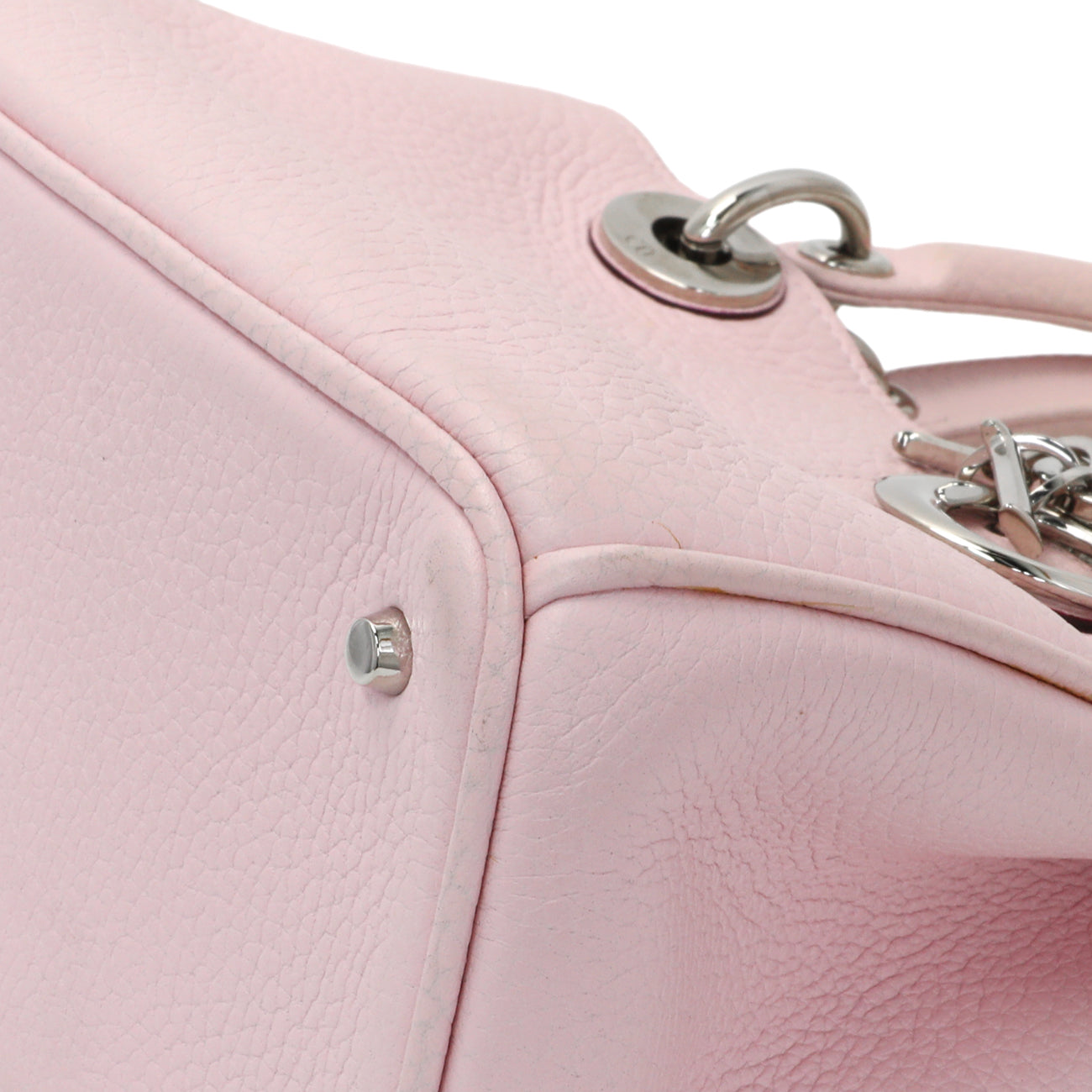 Exclusive Christian Dior Pink Bullcalf Small Diorissimo Tote — Detail View