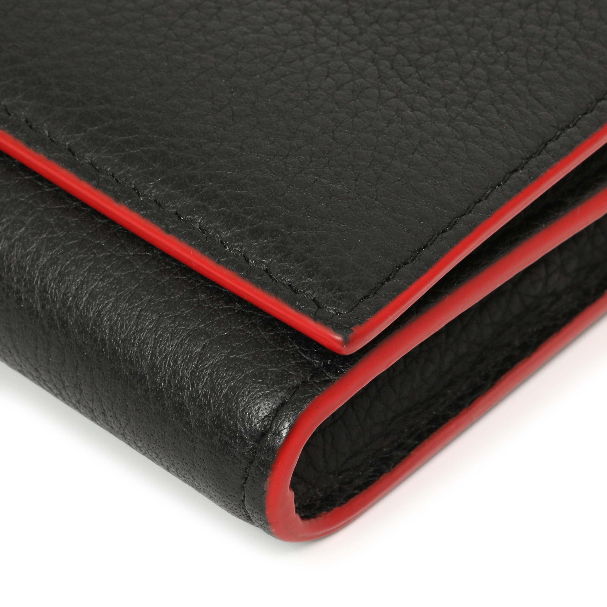 Exclusive Christian Louboutin Black Calfskin Boudoir Chain Wallet — Detail View