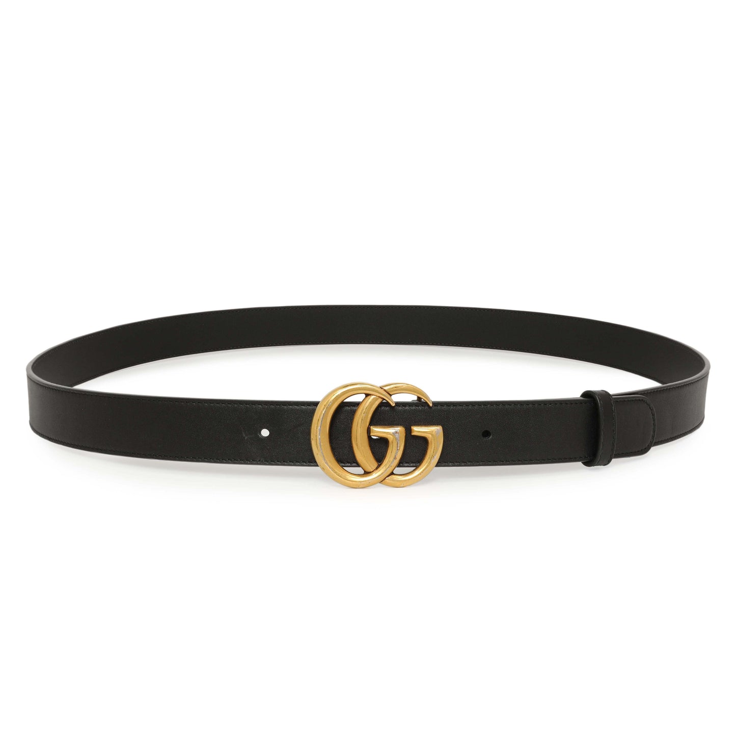 Exclusive Gucci Black Calfskin Double G 30mm Belt — Front View