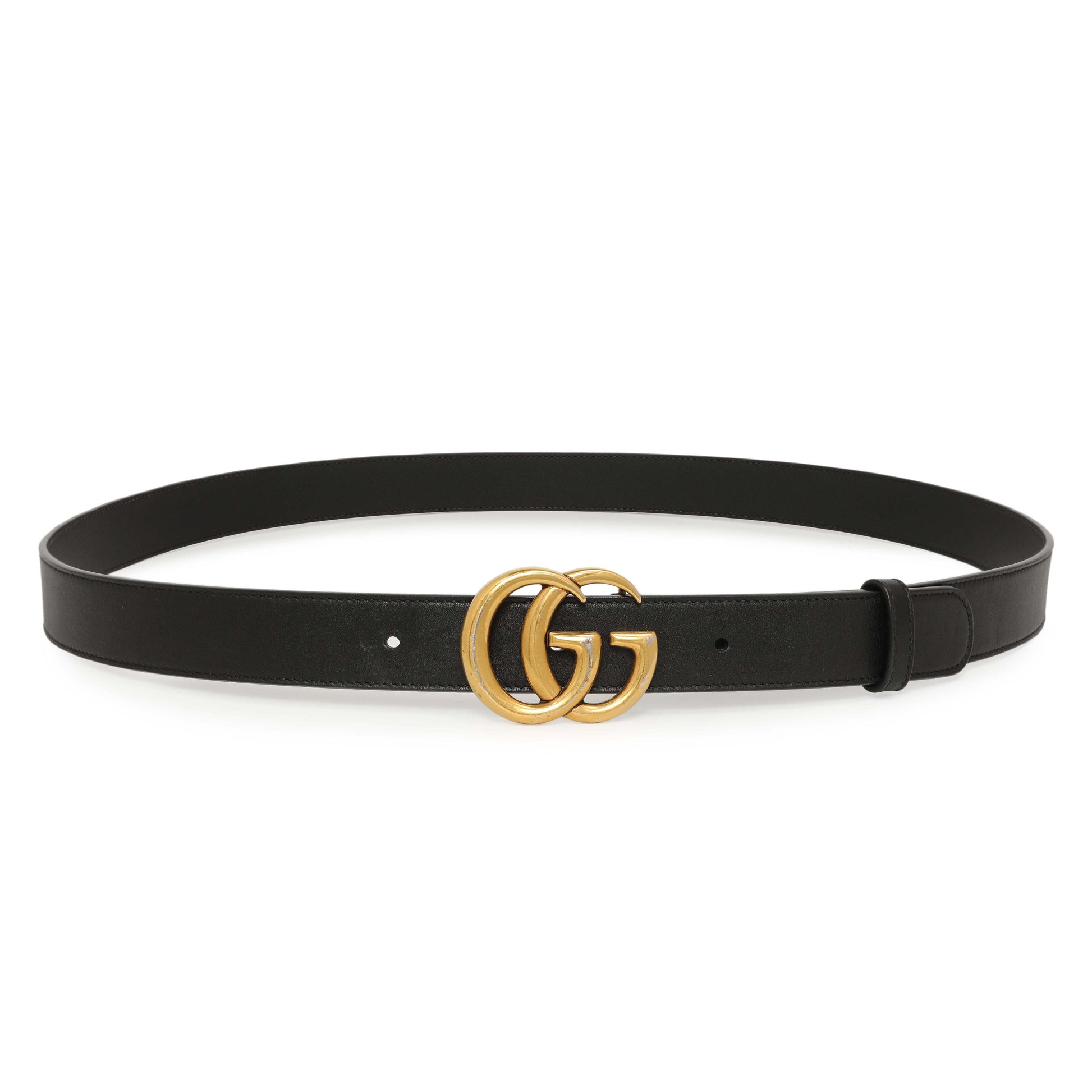 Exclusive Gucci Black Calfskin Double G 30mm Belt — Front View