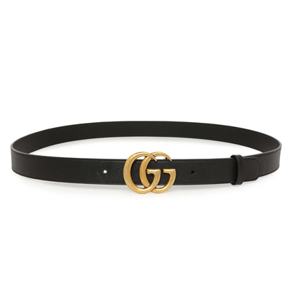 Exclusive Gucci Black Calfskin Double G 30mm Belt — Front View