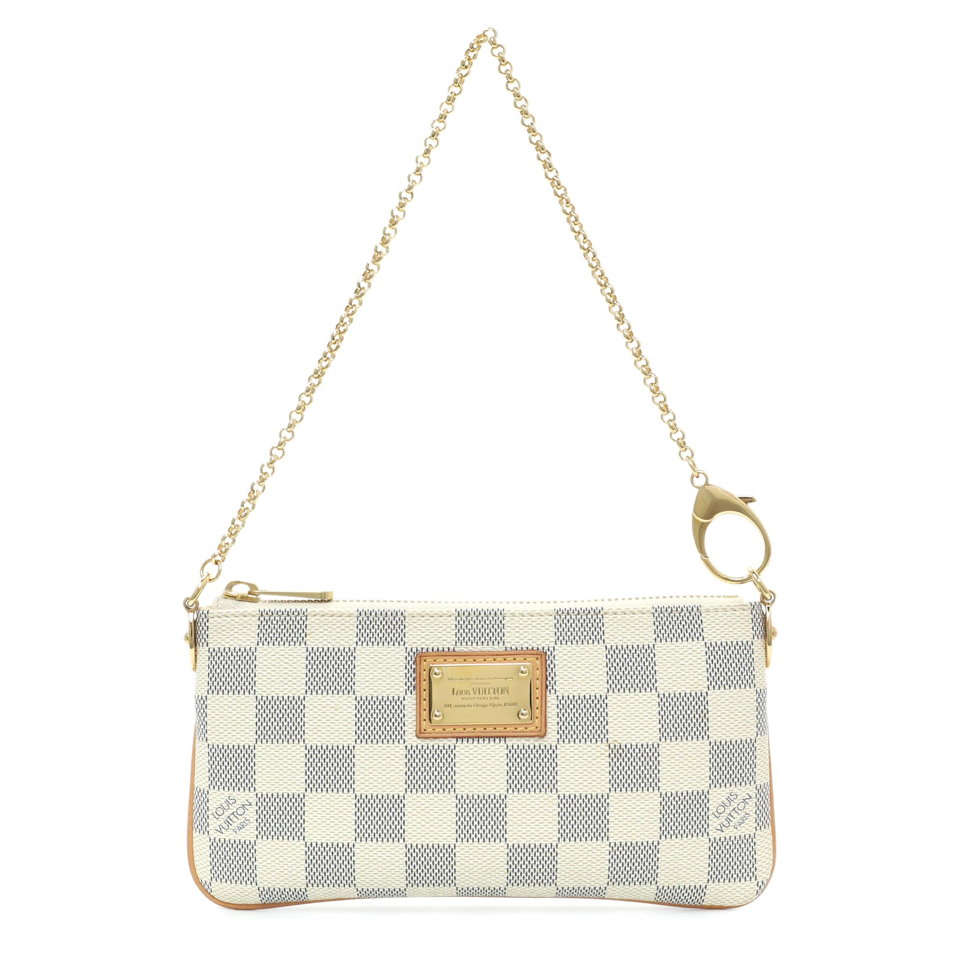 Exclusive Louis Vuitton Damier Azur Pochette Milla MM — Front View