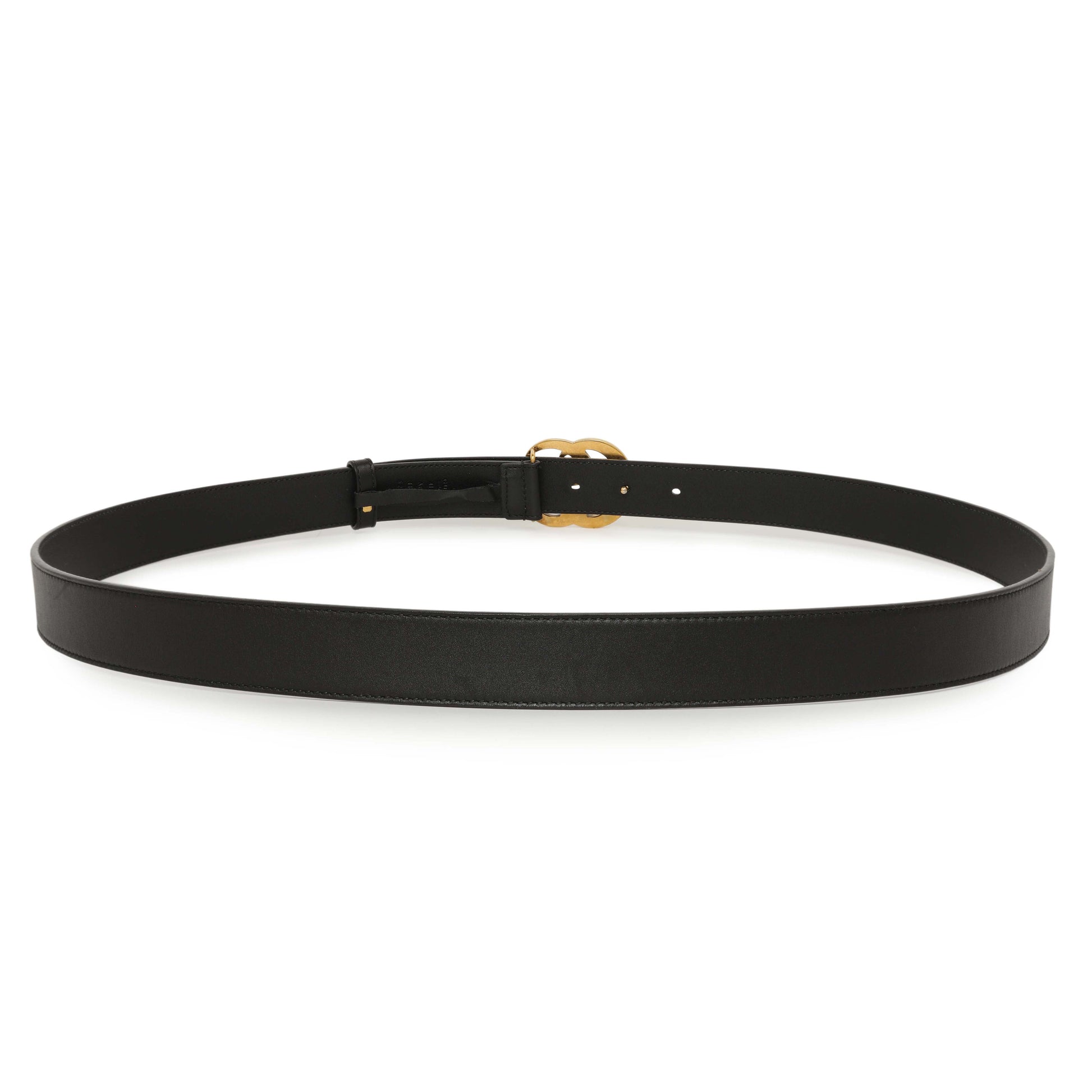 Exclusive Gucci Black Calfskin Double G 30mm Belt — Side View