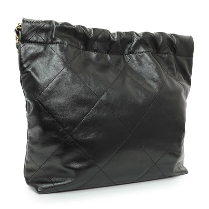 Exclusive Chanel Black Quilted Shiny Calfskin Small Chanel 22 — Side View