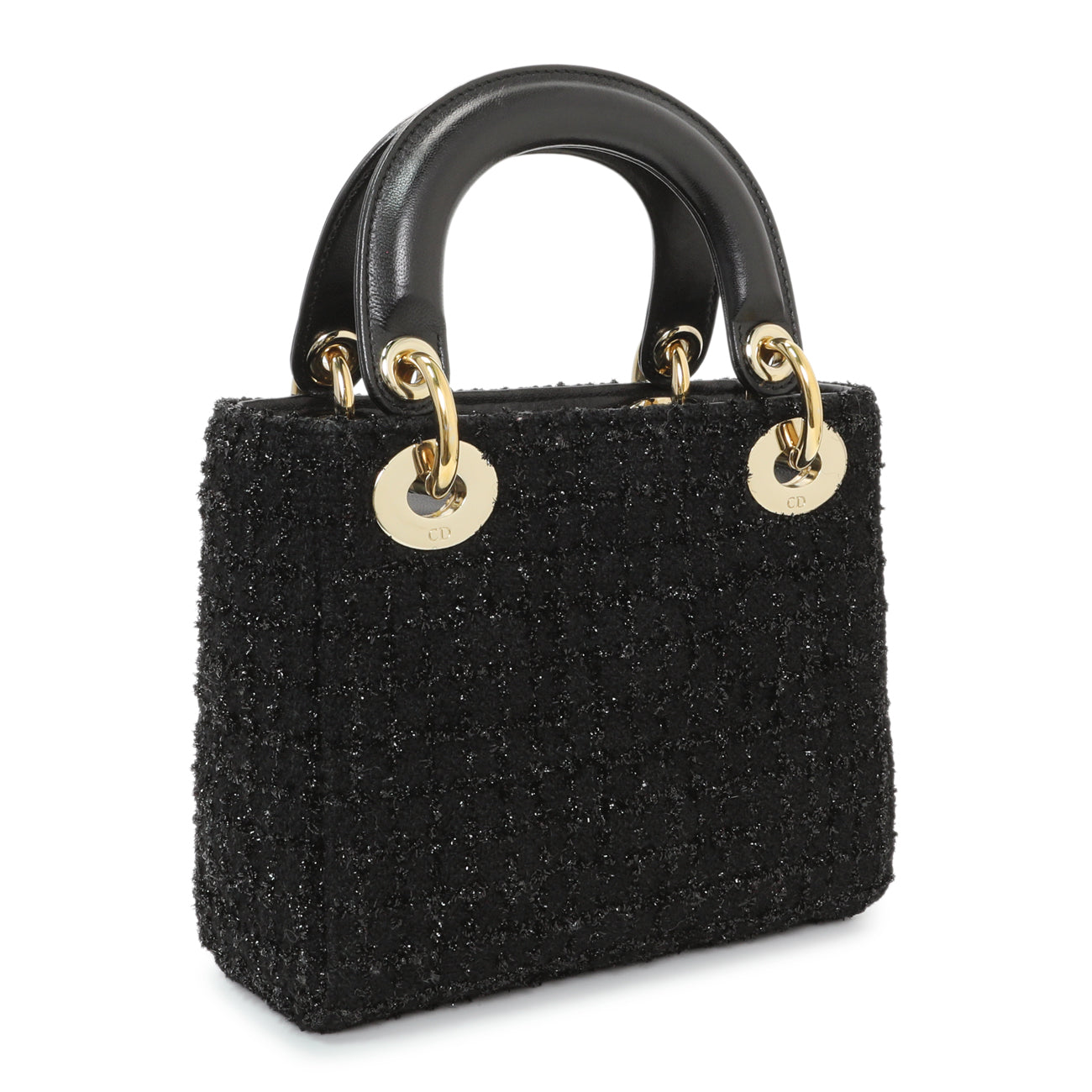 Exclusive Christian Dior Black Tweed Mini Lady Dior — Side View