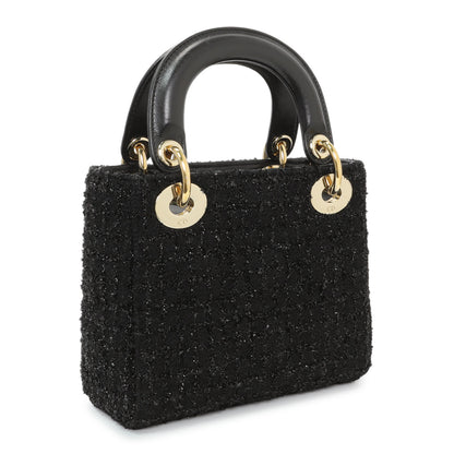 Exclusive Christian Dior Black Tweed Mini Lady Dior — Side View