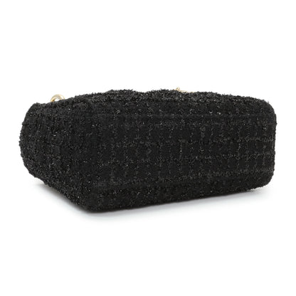 Exclusive Christian Dior Black Tweed Mini Lady Dior — Back View