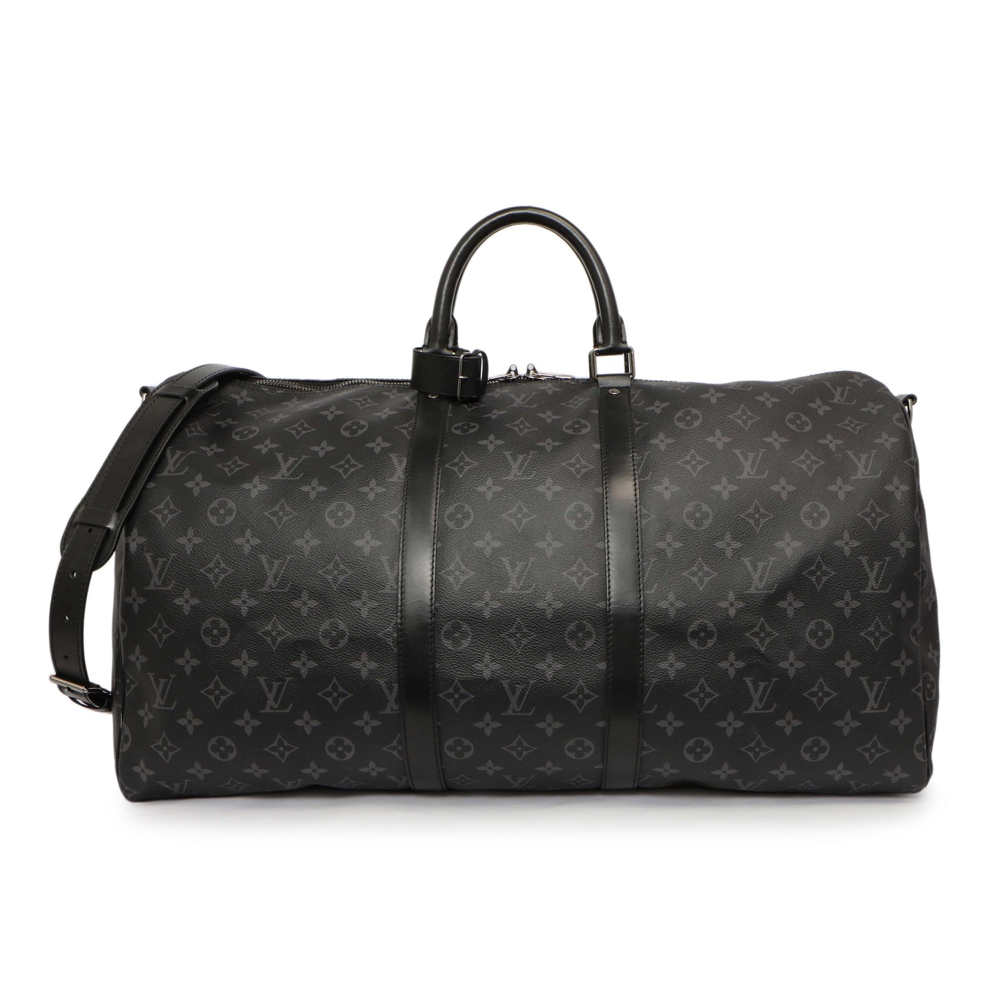 Exclusive Louis Vuitton Monogram Eclipse Keepall 55 Bandouliere — Front View