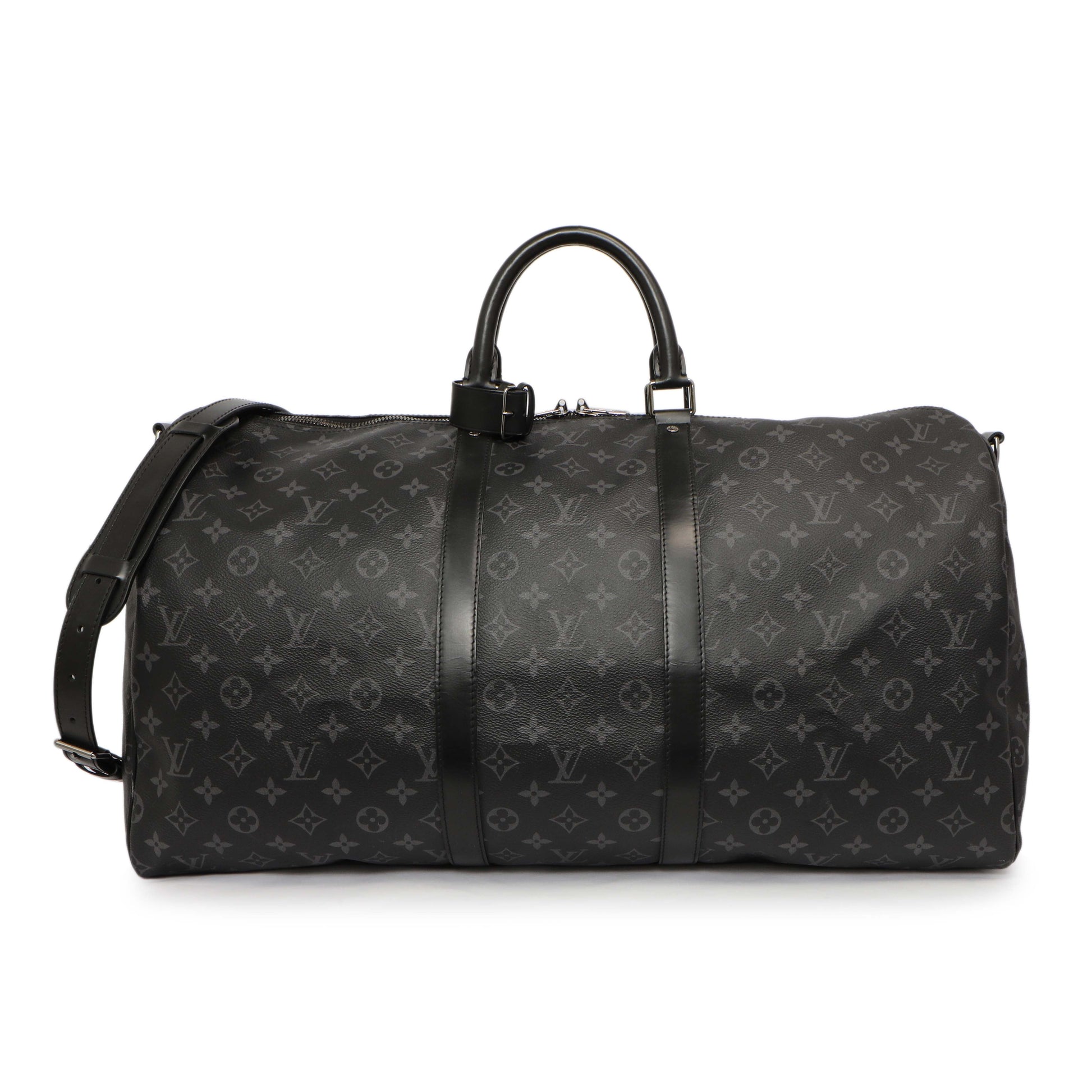 Exclusive Louis Vuitton Monogram Eclipse Keepall 55 Bandouliere — Front View